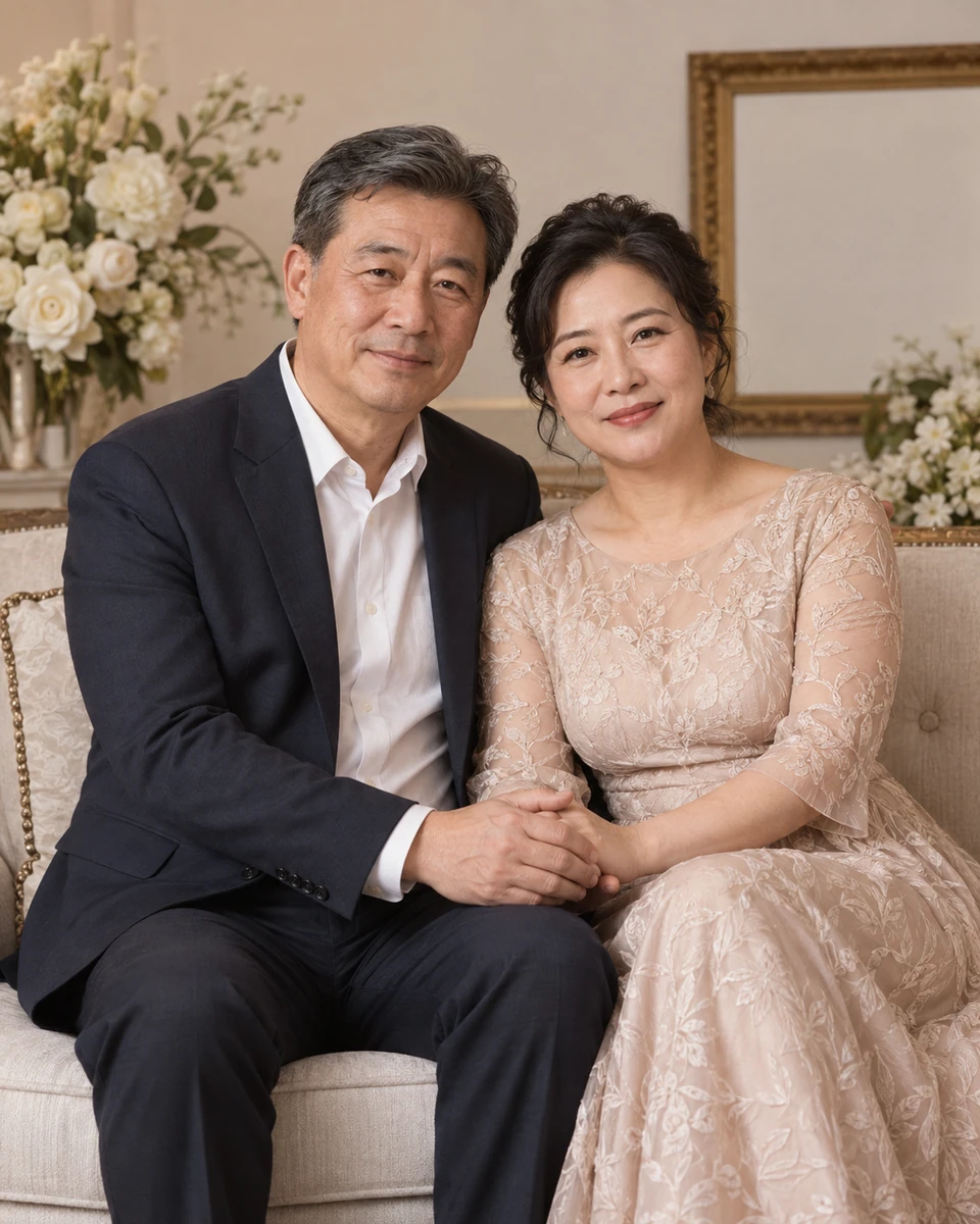 Ảnh AI minh họa Kỷ niệm ngày cưới: Hai người trưởng thành, Studio ấm